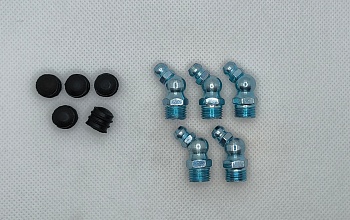 Комплект угловых пресс-масленок М10х1 45 градусов с защитным колпачком 10 шт