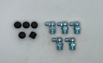 Комплект угловых пресс-масленок М10х1 90 градусов с защитным колпачком 10 шт